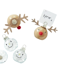 Mini Placecard Holder Χριστουγεννιάτικη Μπάλα Χιονάνθρωπος Και Τάρανδος 6 τεμάχια
